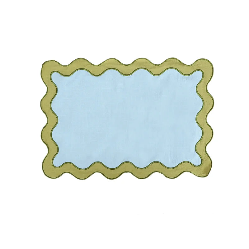 Set de table brodé en coton-lin